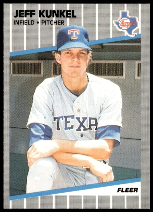 Jeff Kunkel 1989 Fleer #527 Texas Rangers, classic baseball collectible card.