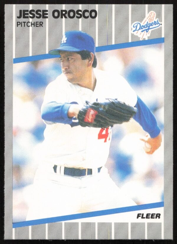 Front of 1989 Fleer baseball card featuring Jesse Orosco in uniform, card #68.