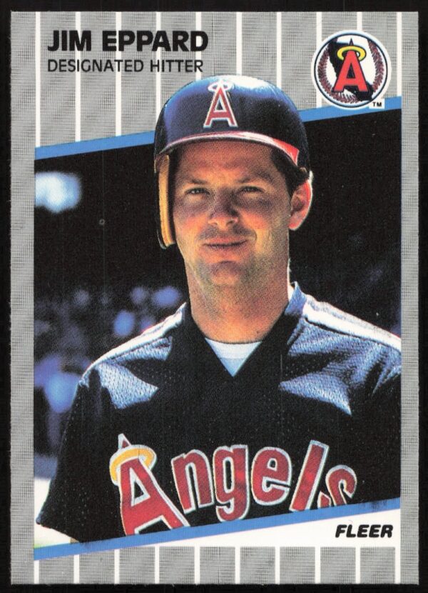 Jim Eppard 1989 Fleer Card #476, Anaheim Angels, Action Shot, Front View.