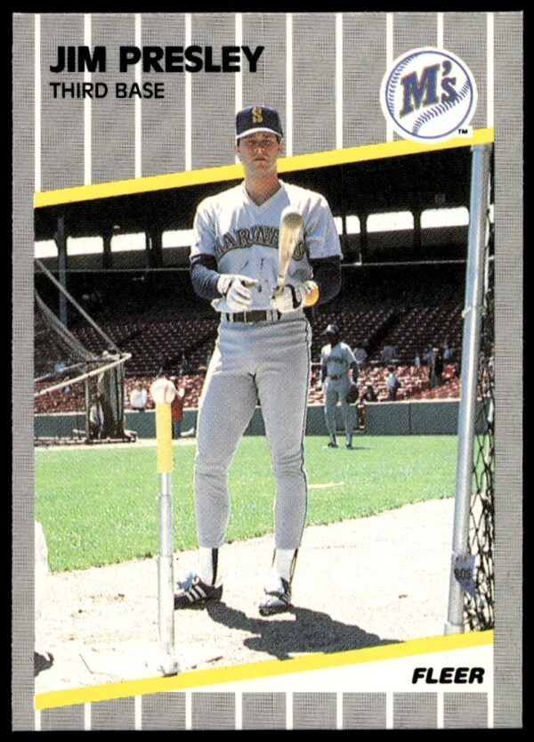 1989 Fleer Jim Presley Seattle Mariners Baseball Card Collectible.