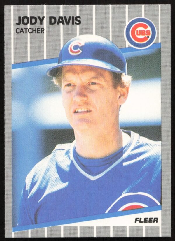 1989 Fleer Jody Davis Baseball Card #421, Atlanta Braves, Front View.