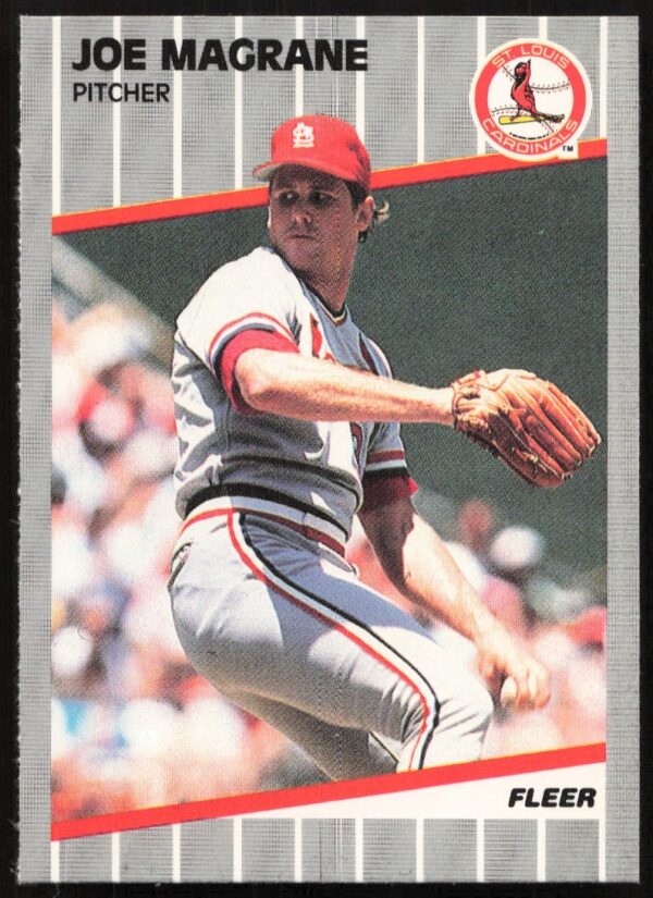 1989 Fleer Joe Magrane Pitcher Card #455, St. Louis Cardinals.