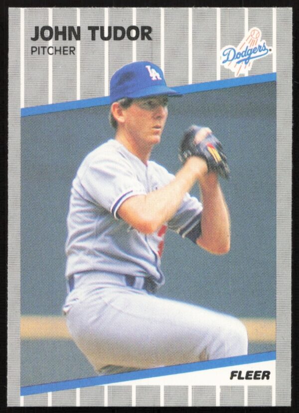 1989 Fleer John Tudor #75 Front – Dodgers pitcher in stadium.