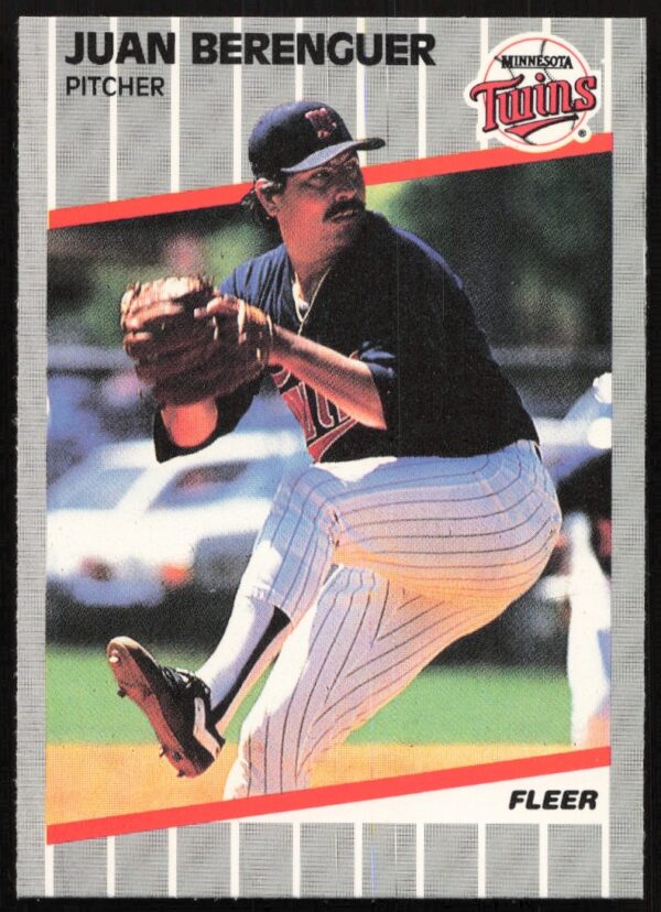 1989 Fleer Baseball Card, Juan Berenguer, Pitching Stance, #104 (Front).