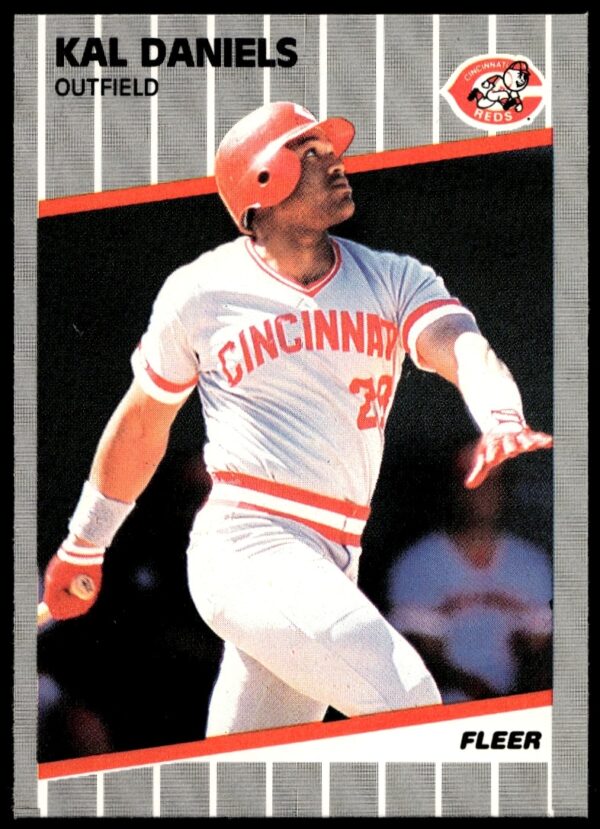 Kal Daniels in action, 1989 Fleer Cincinnati Reds card, number 157.