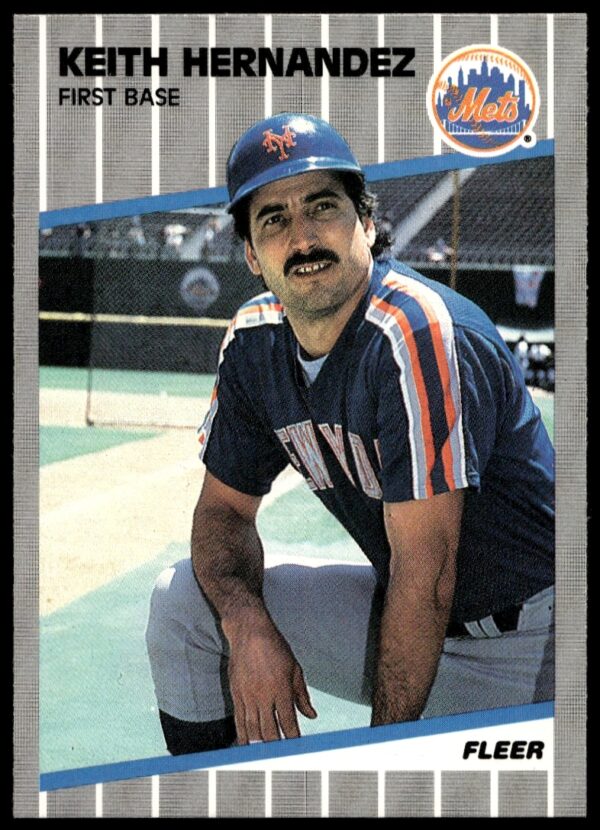 1989 Fleer Keith Hernandez Mets baseball card, action shot, card #37, collectible.