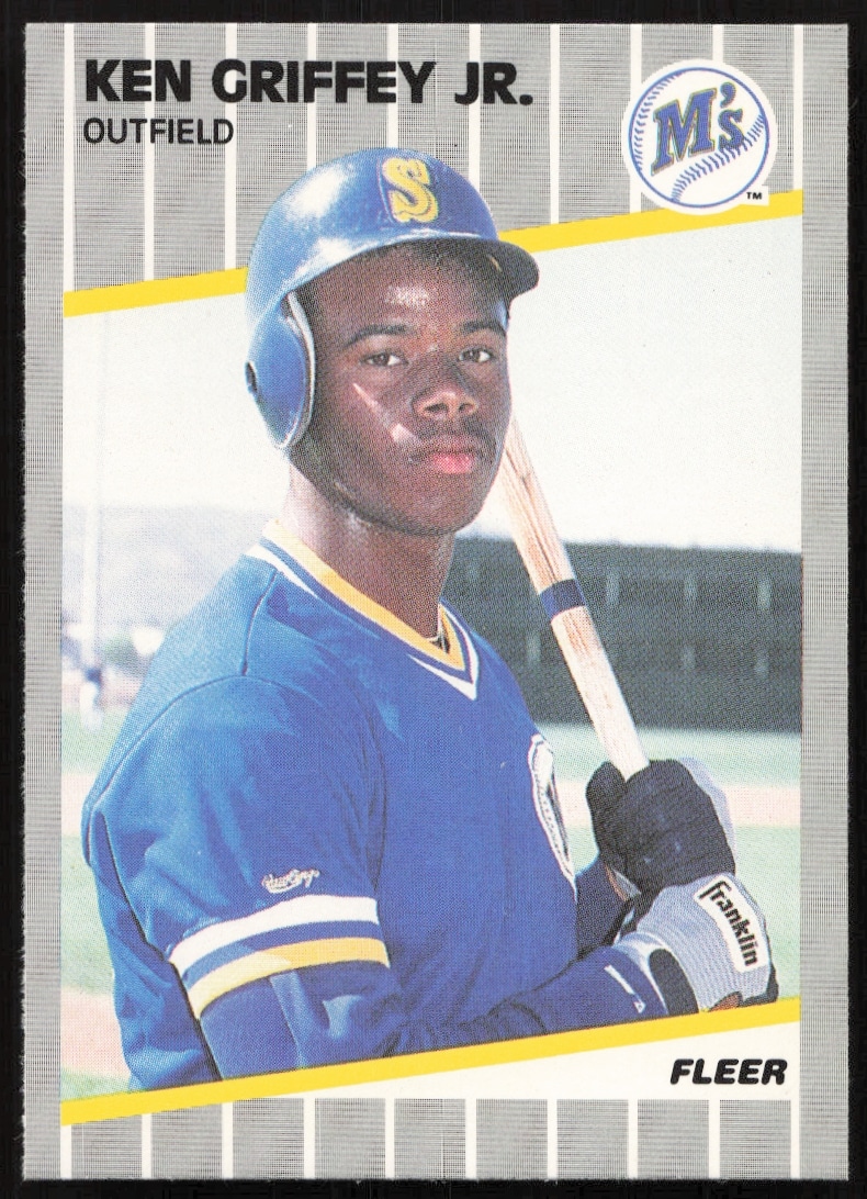 Ken Griffey Jr. 1989 Fleer Rookie Card #548, Seattle Mariners Uniform.