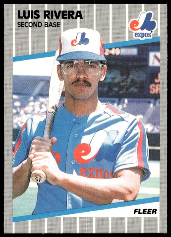 1989 Fleer Luis Rivera card #392, showcasing vintage baseball style and memorabilia design.
