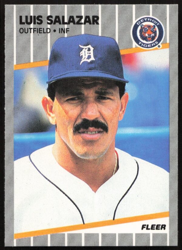 1989 Fleer Luis Salazar baseball card, San Diego Padres third baseman, card #144.