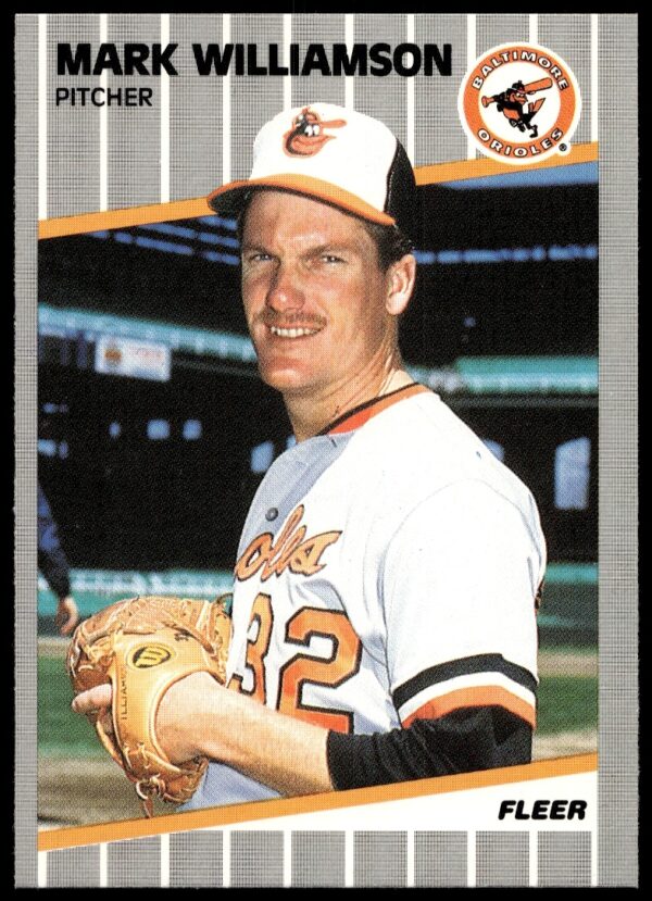 Mark Williamson 1989 Fleer baseball card, Baltimore Orioles pitcher, card 626, collectable item.