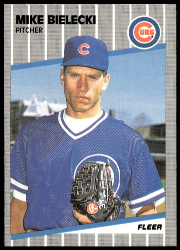 Mike Bielecki 1989 Fleer Card #419, Chicago Cubs Pitcher, Classic Collectible.