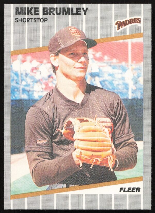 1989 Fleer Mike Brumley baseball card, Texas Rangers uniform, card #302.