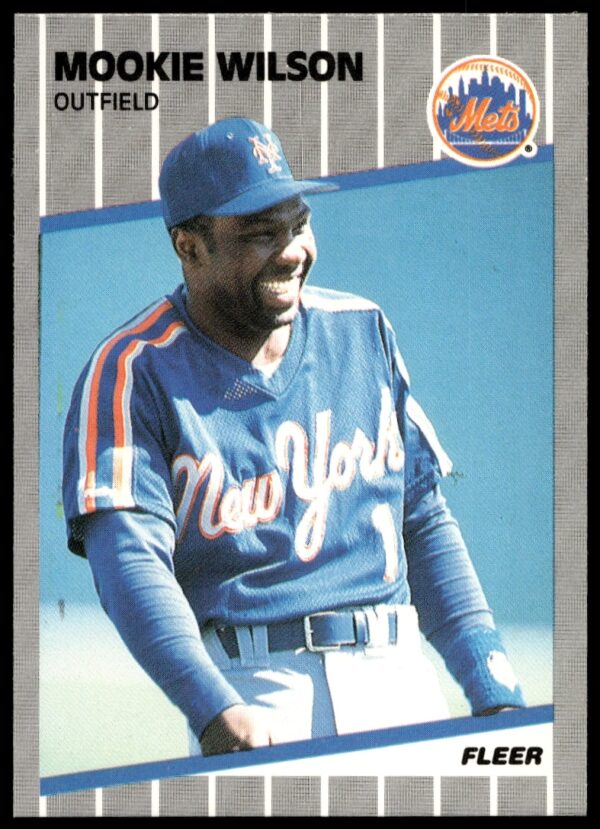 1989 Fleer Mookie Wilson baseball card, New York Mets, retro design, card number 52.
