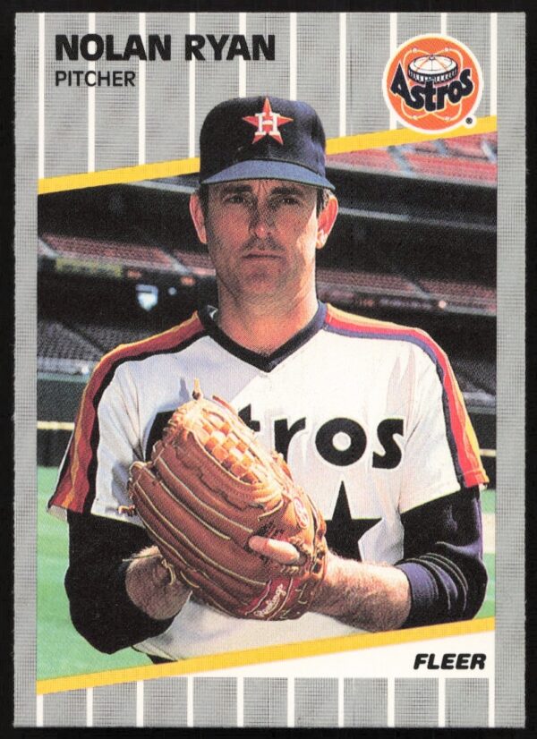 Nolan Ryan 1989 Fleer baseball card front, #368, showcasing legendary pitchers intense focus.