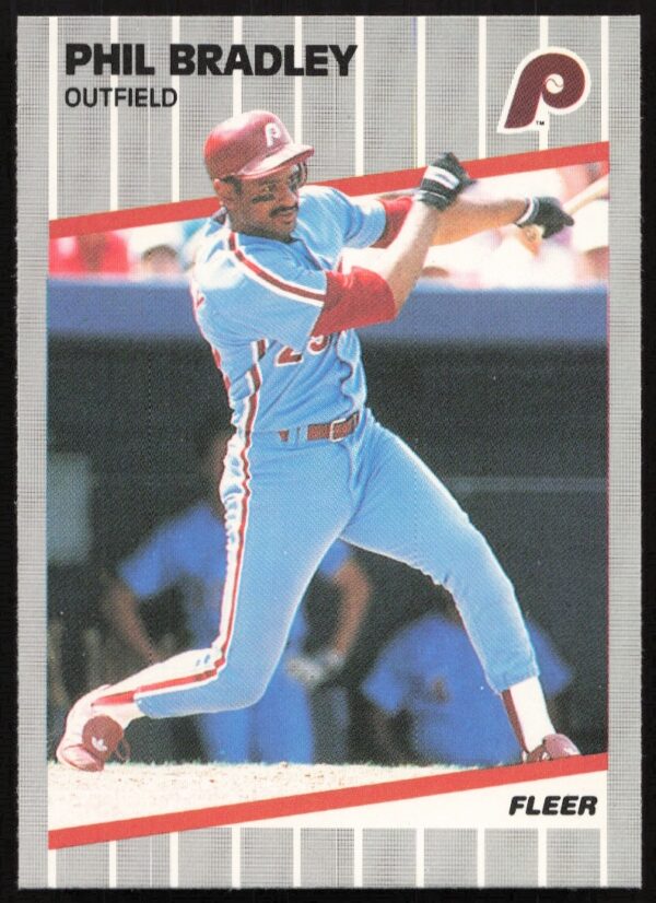 1989 Fleer Baseball Card, Phil Bradley #563, Classic Design, Front View.