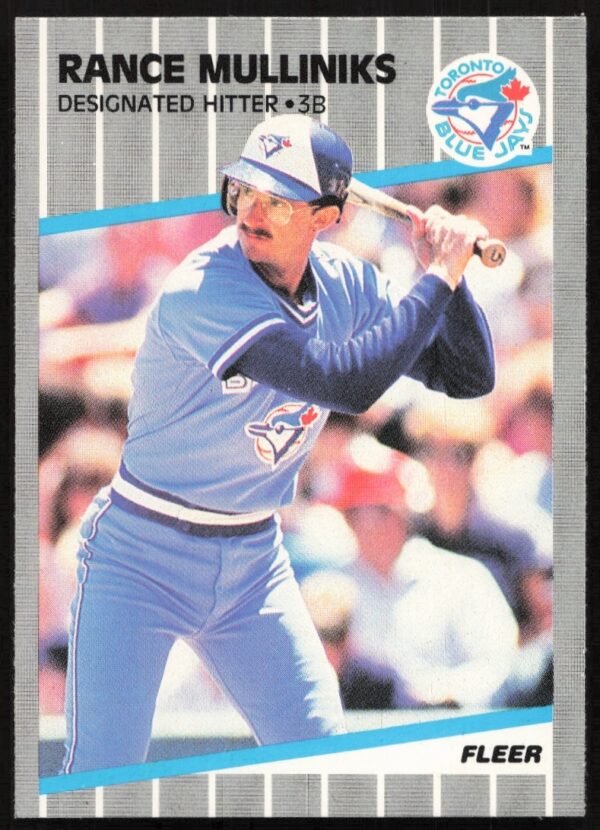 1989 Fleer Baseball Card #242 of Rance Mulliniks in action pose (Front).