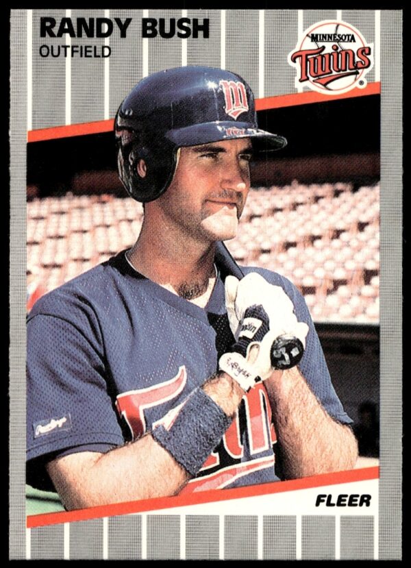 1989 Fleer Randy Bush Baseball Card, Minnesota Twins, vintage sports collectible.