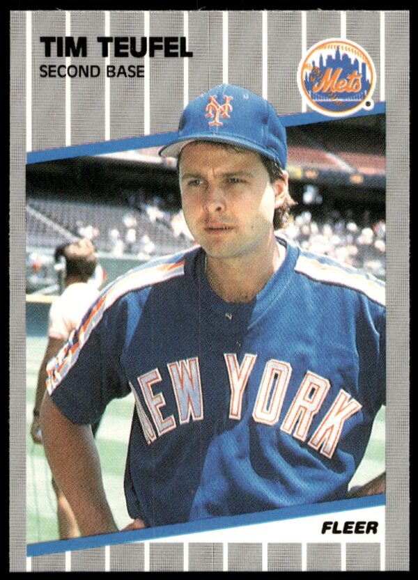 1989 Fleer Tim Teufel baseball card: New York Mets second baseman, vintage collectible.