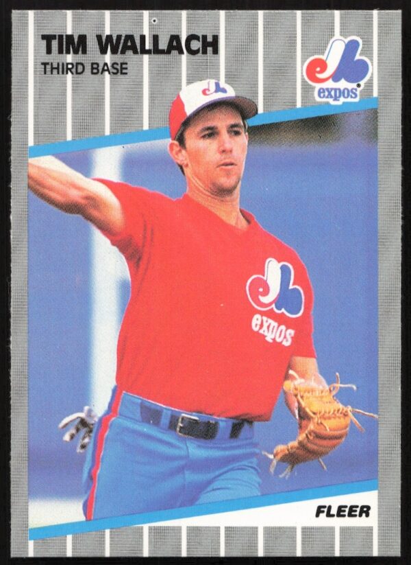 Tim Wallach 1989 Fleer Baseball Card, Montreal Expos, #395, in batting stance.
