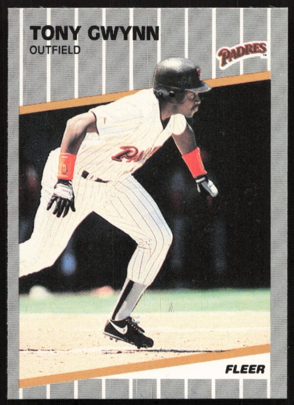 Tony Gwynn 1989 Fleer baseball card #305 showcasing Padres uniform and batting stance.