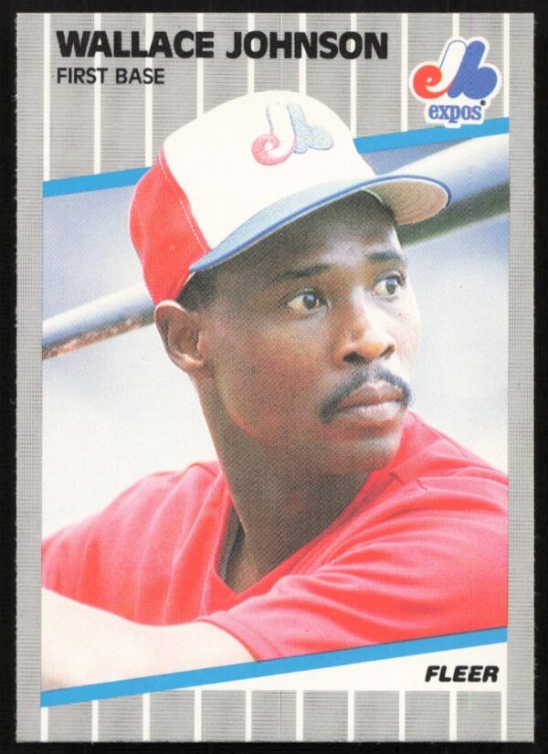 Wallace Johnson 1989 Fleer baseball card #382, Montreal Expos infielder in action.