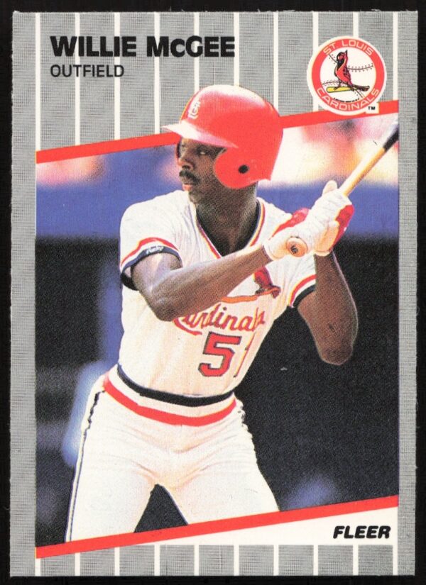 Front of 1989 Fleer Willie McGee baseball card, St. Louis Cardinals, #457.