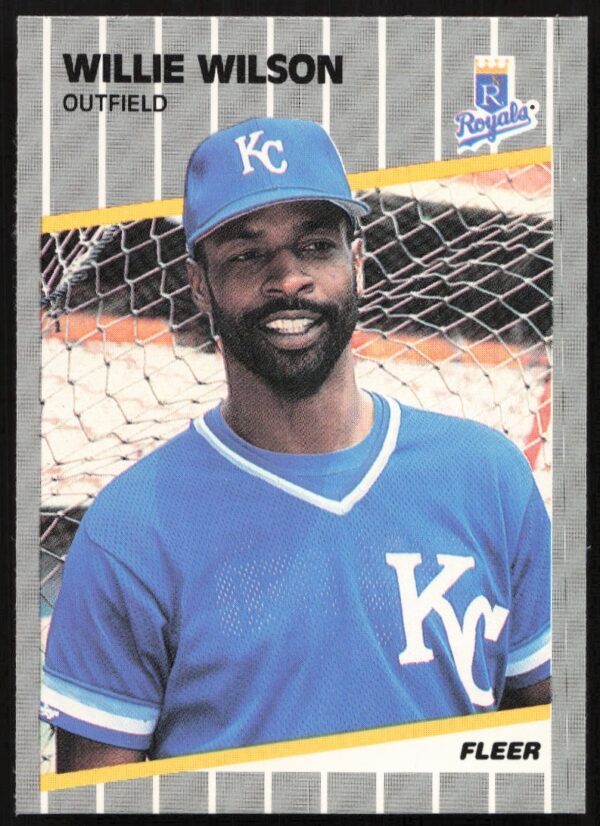 Willie Wilson 1989 Fleer Card #298, Kansas City Royals Uniform, Front View.