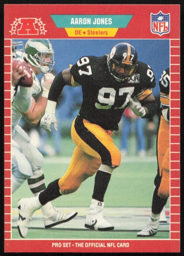 1989 Pro Set Aaron Jones #350 trading card front, vibrant player image, collectible item.