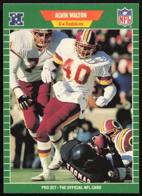 1989 Pro Set Alvin Walton football card #436, featuring Walton in Washington uniform mid-game.