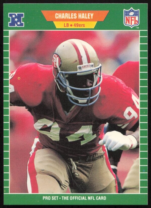 Charles Haley 1989 Pro Set football card, #378, showcasing NFL legend in team jersey.