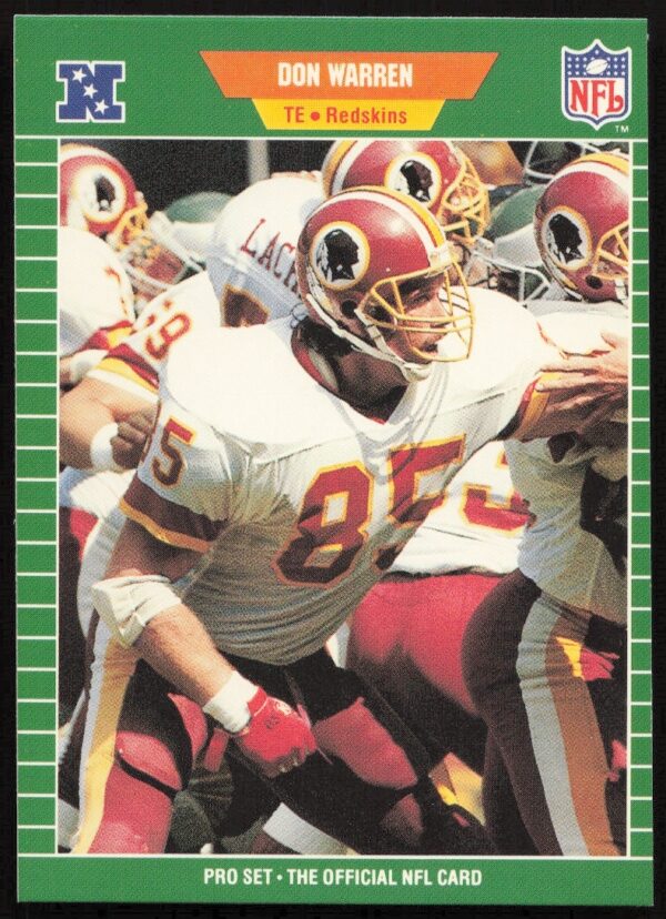 Don Warren 1989 Pro Set Football Card #437, Washington Redskins Tight End Front Image.
