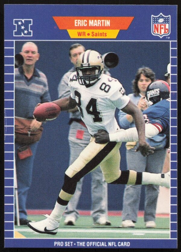1989 Pro Set Eric Martin football card #272, New Orleans Saints action shot.