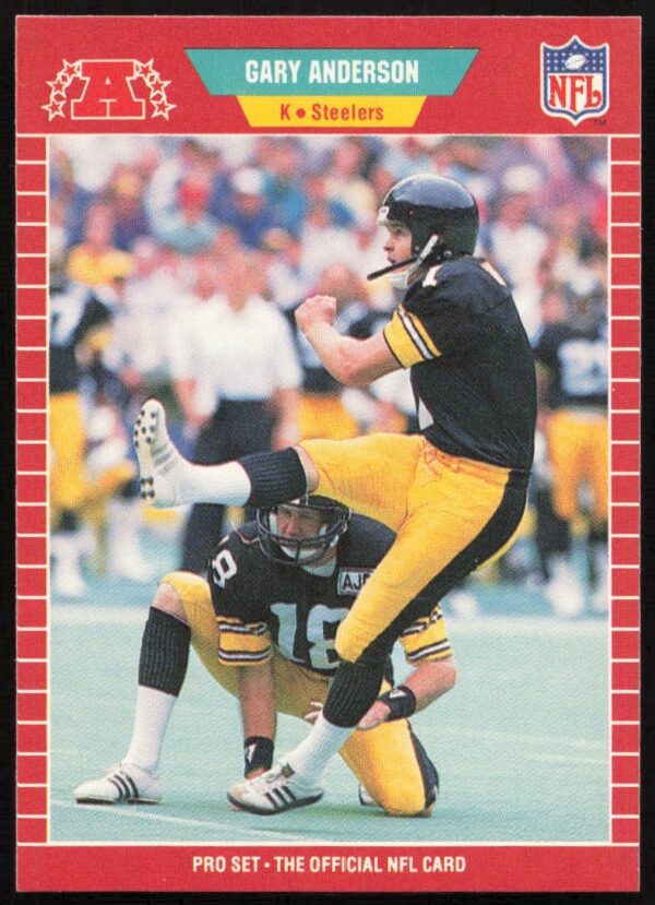 Gary Anderson 1989 Pro Set Football Card #342, Pittsburgh Steelers, collectors item.