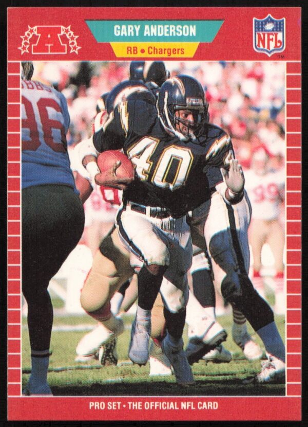 Gary Anderson 1989 Pro Set football card #356 featuring the kicker in action.