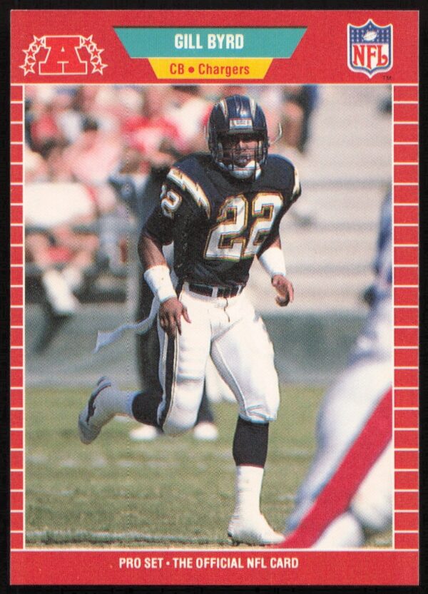 1989 Pro Set Gill Byrd #358 football card showing action shot.