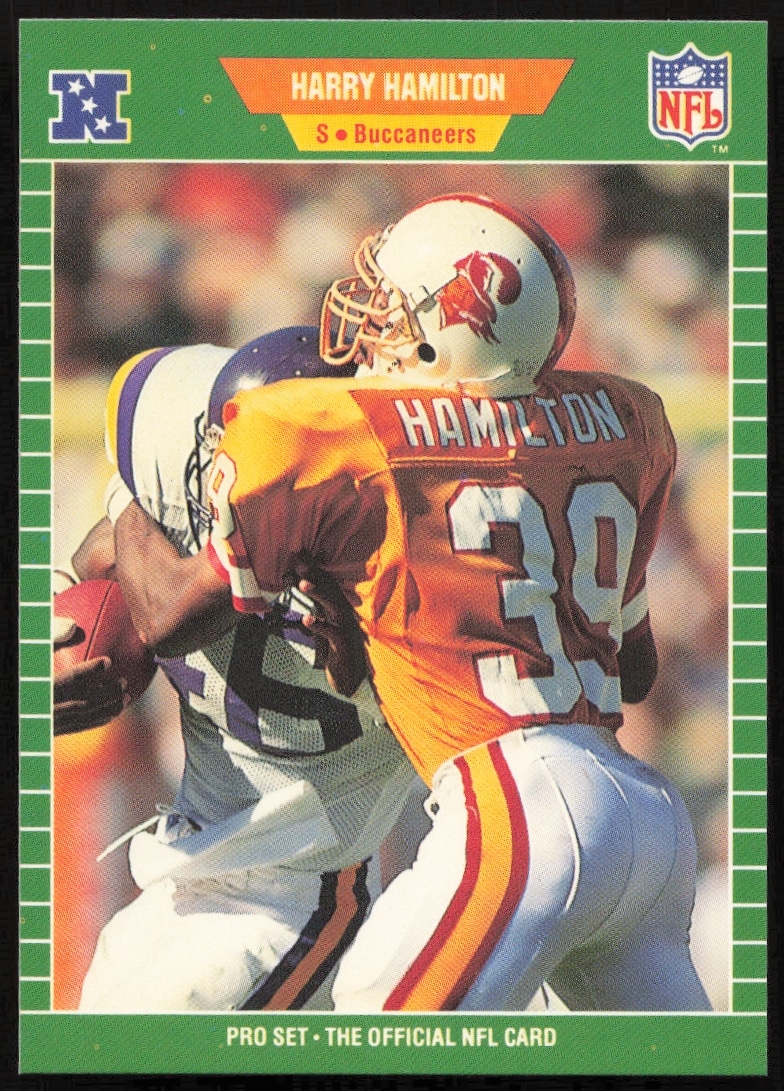 1989 Pro Set Football Card featuring Harry Hamilton, Action Shot, Card #412.