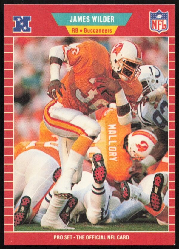 Front of James Wilder 1989 Pro Set Football Card in Buccaneers uniform.