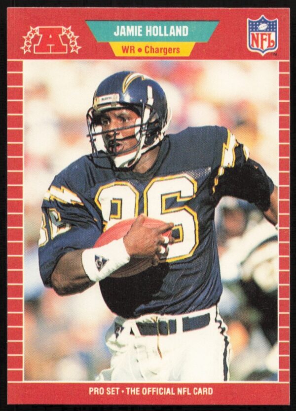 Jamie Holland 1989 Pro Set Card #366, showcasing athletic prowess in team uniform, front view.