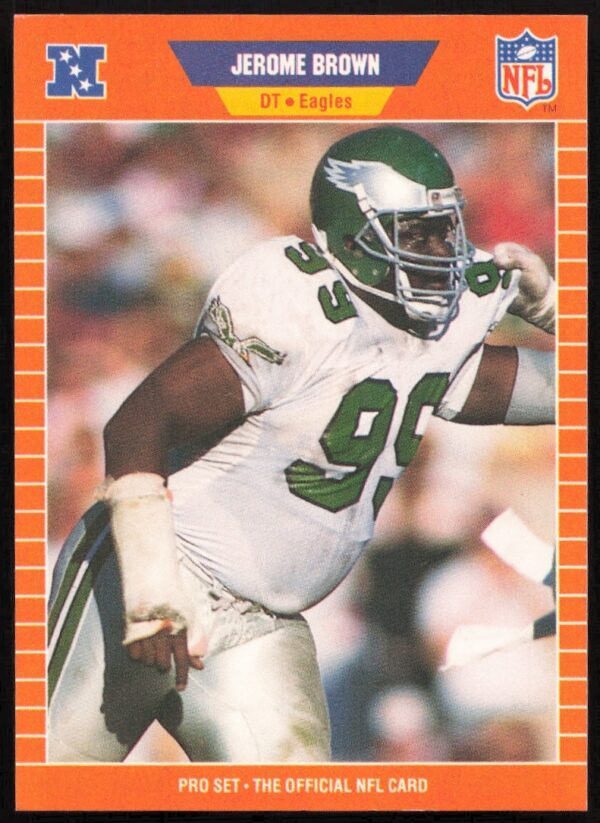 Jerome Brown 1989 Pro Set Football Card #312 featuring Philadelphia Eagles defensive tackle.