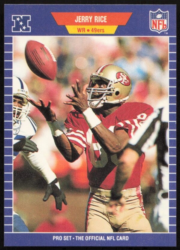 Front of 1989 Jerry Rice Pro Set #383, featuring him in 49ers uniform.