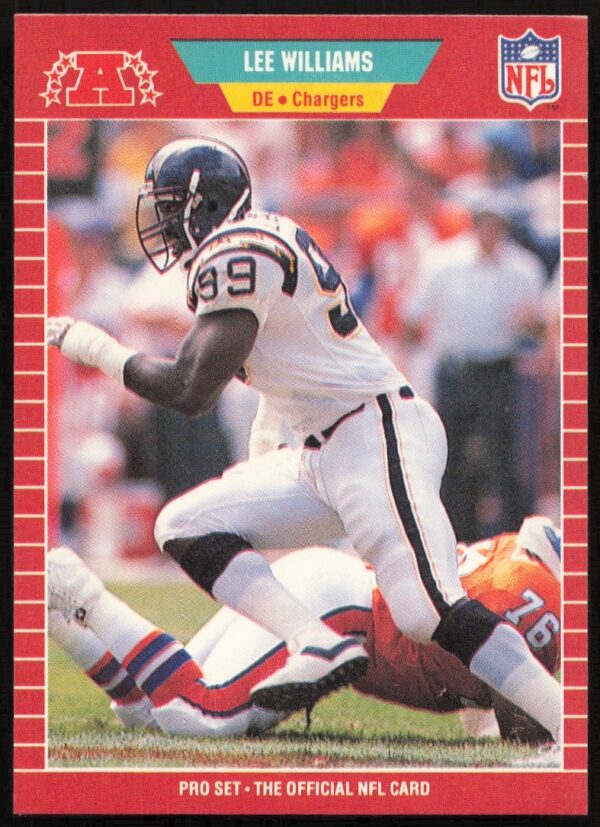 Lee Williams 1989 Pro Set football card, San Diego Chargers defensive end, card #367.