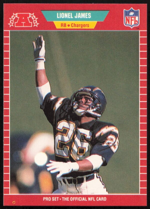 1989 Pro Set Football Card of Lionel James in Action, Collectible Card #361.