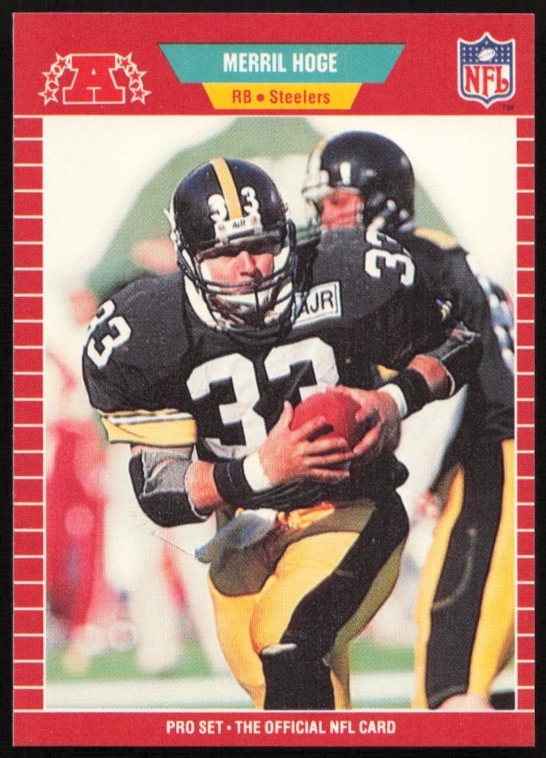 Merril Hoge 1989 Pro Set Football Card #348, Pittsburgh Steelers Running Back in Action.