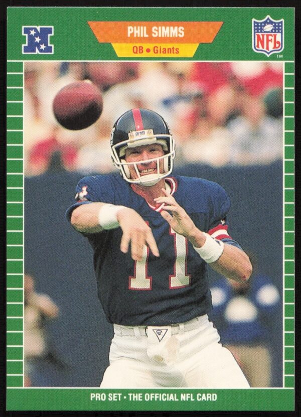 Phil Simms 1989 Football Card, NY Giants, Super Bowl Champion, NFL History.