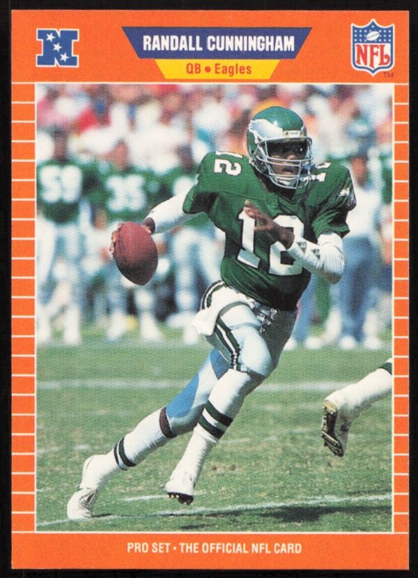 Randall Cunningham 1989 Pro Set Card #315, Philadelphia Eagles Quarterback in action.