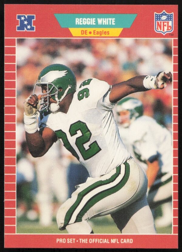 Pro Set 1989 Reggie White Football Card #325 Front View, Philadelphia Eagles Legend.