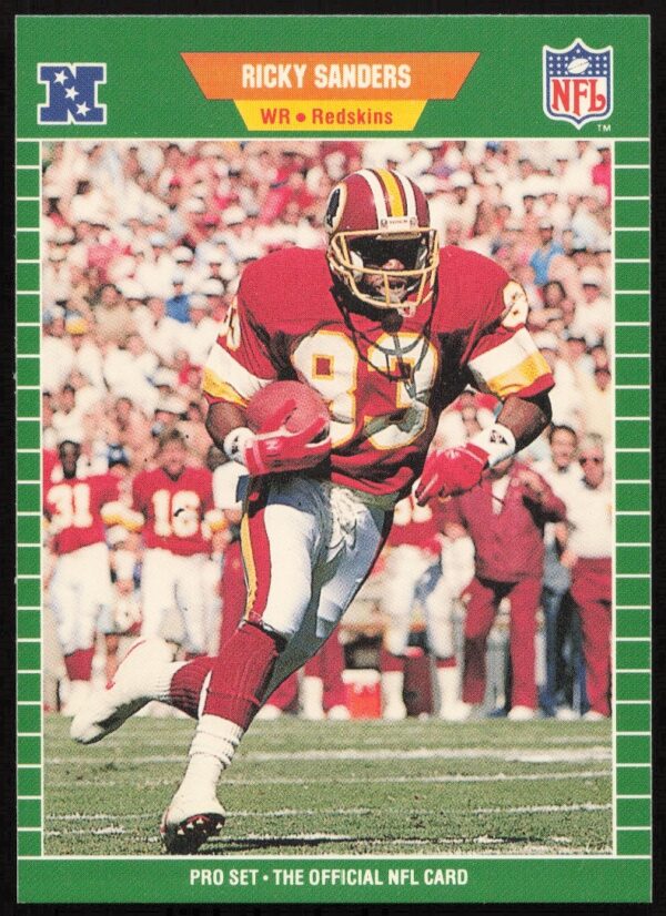 Ricky Sanders 1989 Pro Set Card #435 in Redskins Uniform, Mid-Play Action Shot.