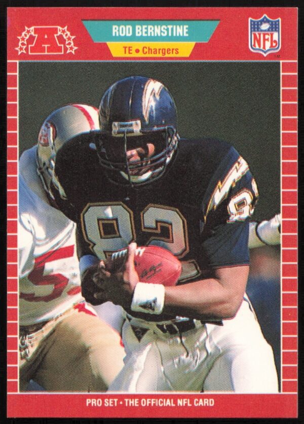1989 Pro Set Rod Bernstine Football Card #357 Front View, Tight End and Running Back.