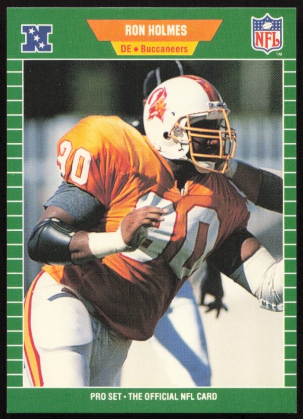 Ron Holmes in Denver Broncos uniform, Pro Set football card front, 1989, #413.