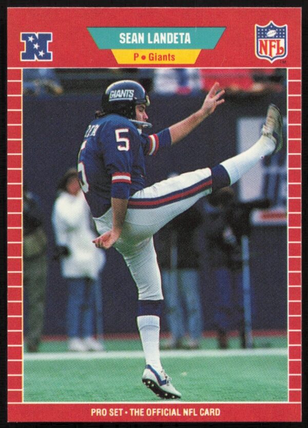 Sean Landeta 1989 Pro Set Card #286, NFL Punter, Dynamic Pose